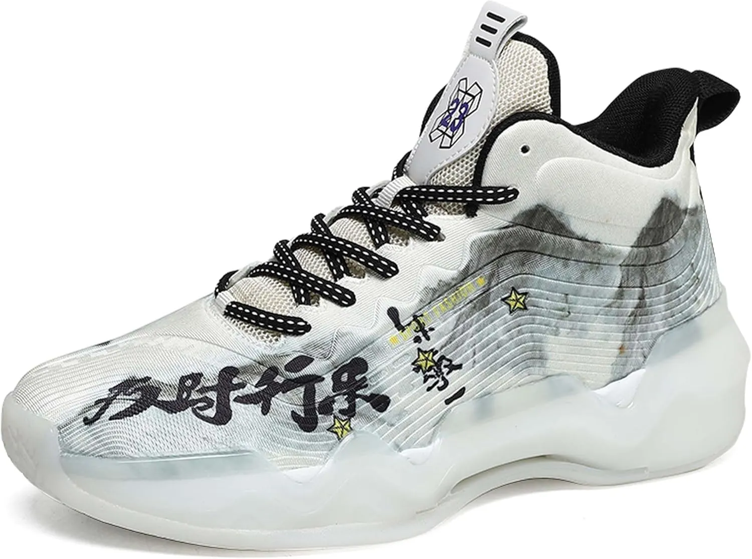 Mens and Womens Mid Top Lace Up Basketball Sneakers Comfortable and Breathable Running Shoes Anti Slip and Wear Resistant Walking Shoes Couple Park Walking Shoes Fitness Training Shoes