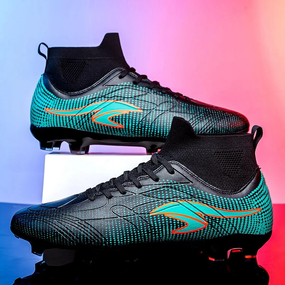 Men's Anti Slip and wear-Resistant Soccer Shoes, Indoor and Outdoor Artificial Turf Training Football Shoes, Breathable and Comfortable