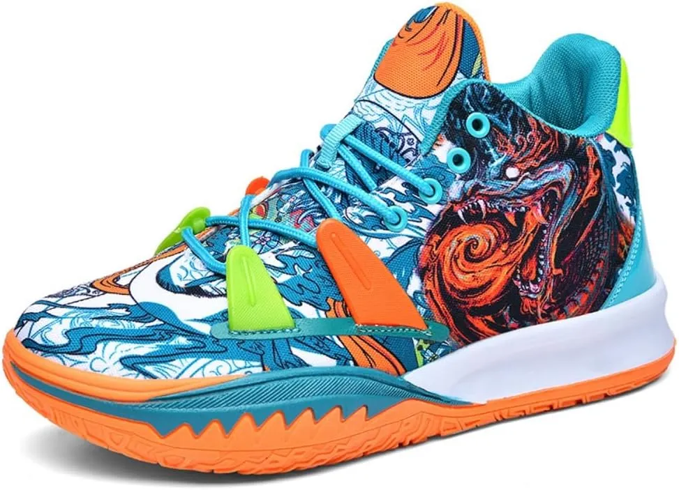 Men??s Basketball Shoes, Indoor or Outdoor, Street or Court (6.5,White Purple)(White Orange,6.5)