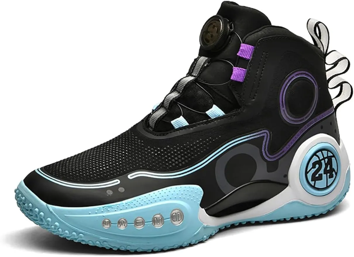 Mens Basketball Shoes Non Slip Sneakers Professional Basketball Sports Shoes for Men Running Shoes (Black,7)