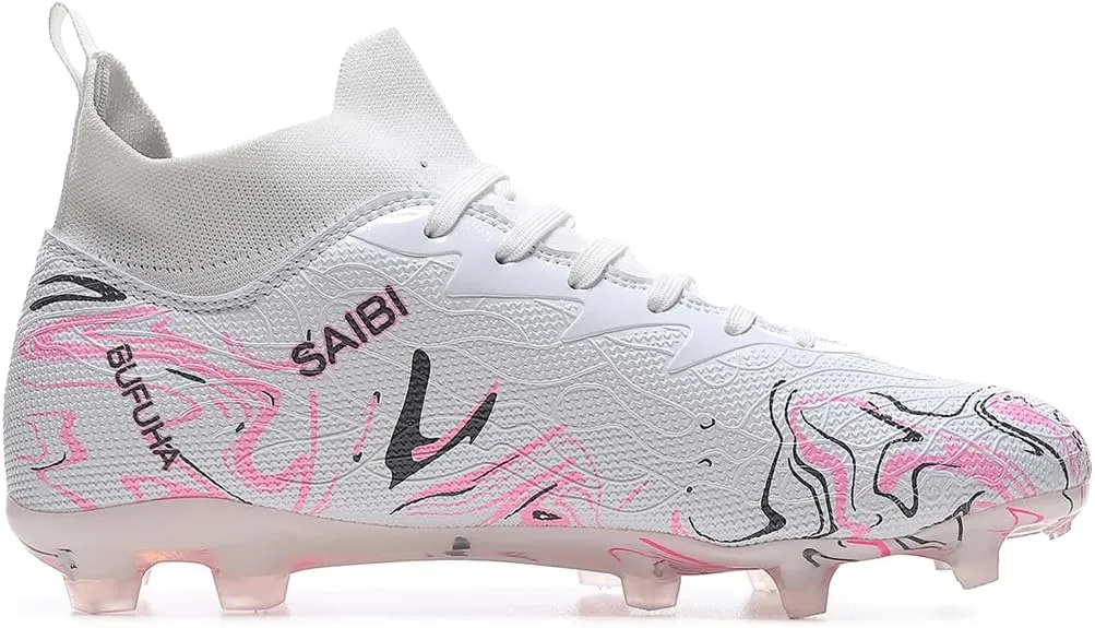 Men's Football Shoes, high Cut Outdoor Sports Spikes, Lightweight and Breathable