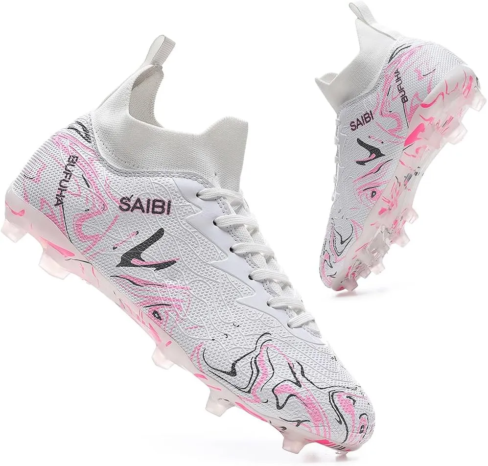 Men's Football Shoes, high Cut Outdoor Sports Spikes, Lightweight and Breathable
