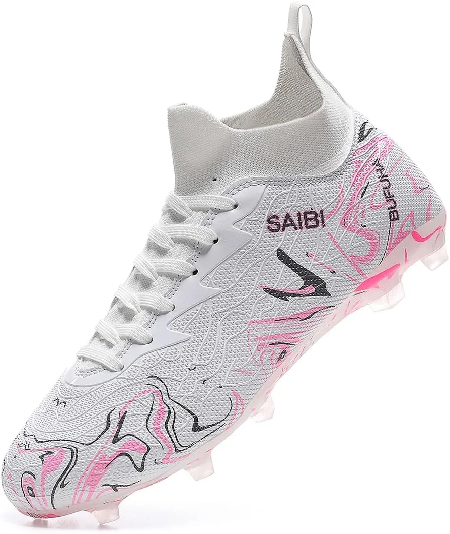 Men's Football Shoes, high Cut Outdoor Sports Spikes, Lightweight and Breathable