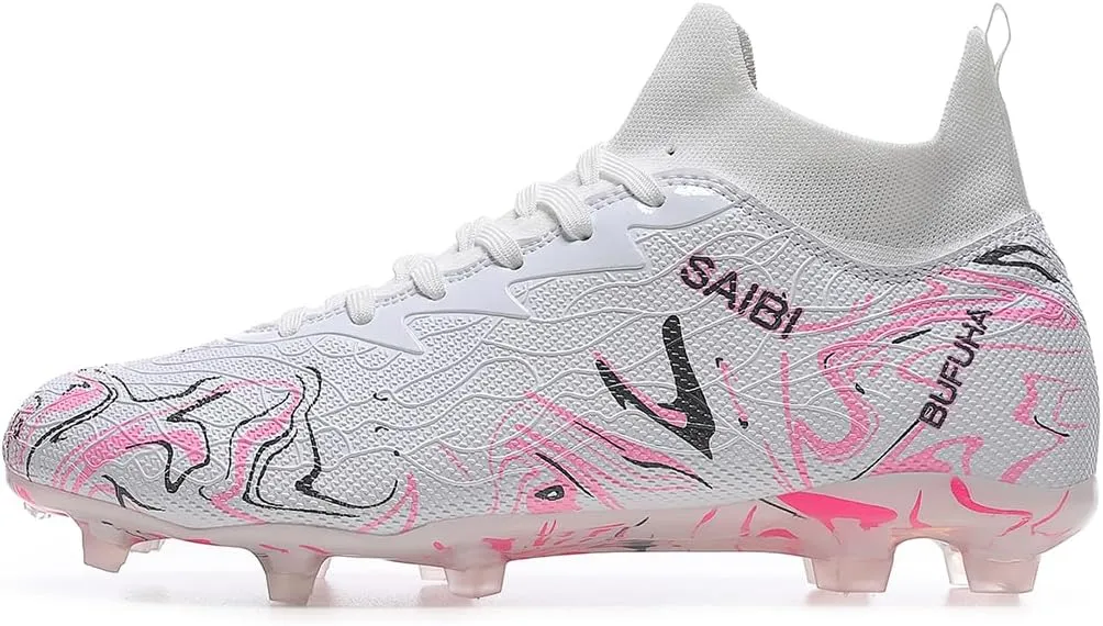 Men's Football Shoes, high Cut Outdoor Sports Spikes, Lightweight and Breathable
