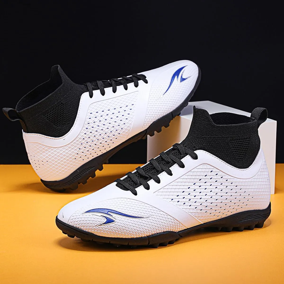 Men's Football Shoes Outdoor Lightweight high top Anti Slip Sports Boots, Stable Support, Anti Slip and Durable