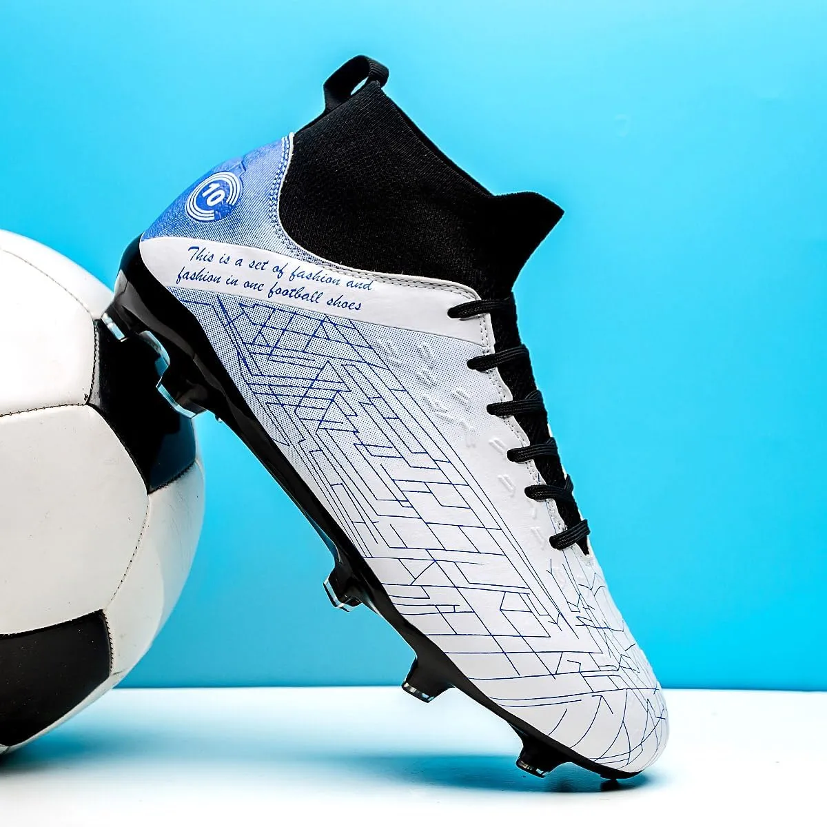 Men's Football Shoes with lace up Anti Slip Spikes are Lightweight, Comfortable, Anti Slip, and Durable, Suitable for Professional Match Training