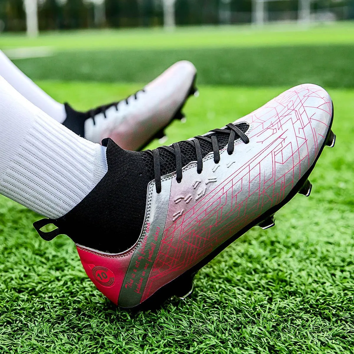 Men's Football Shoes with lace up Anti Slip Spikes are Lightweight, Comfortable, Anti Slip, and Durable, Suitable for Professional Match Training