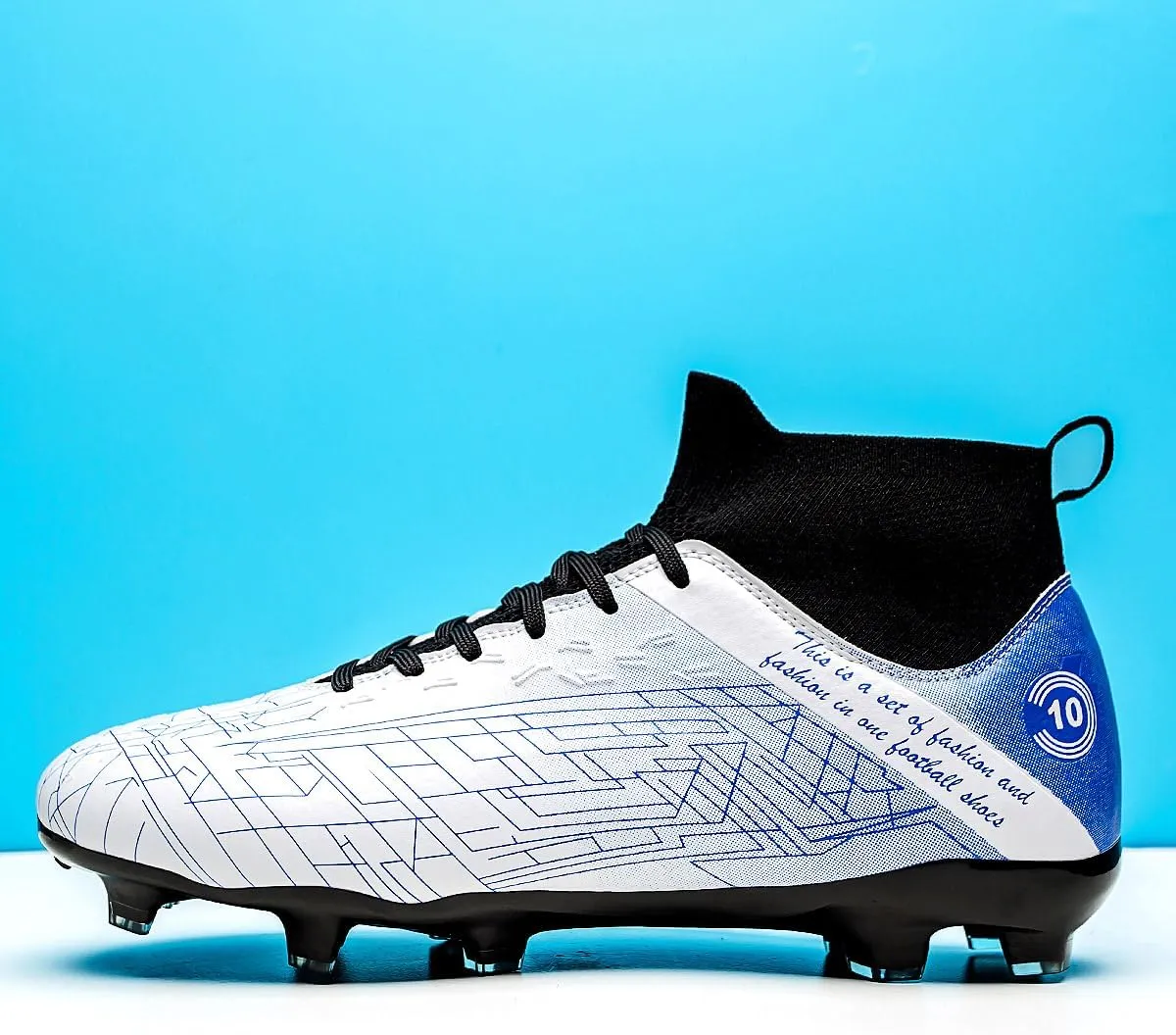 Men's Football Shoes with lace up Anti Slip Spikes are Lightweight, Comfortable, Anti Slip, and Durable, Suitable for Professional Match Training
