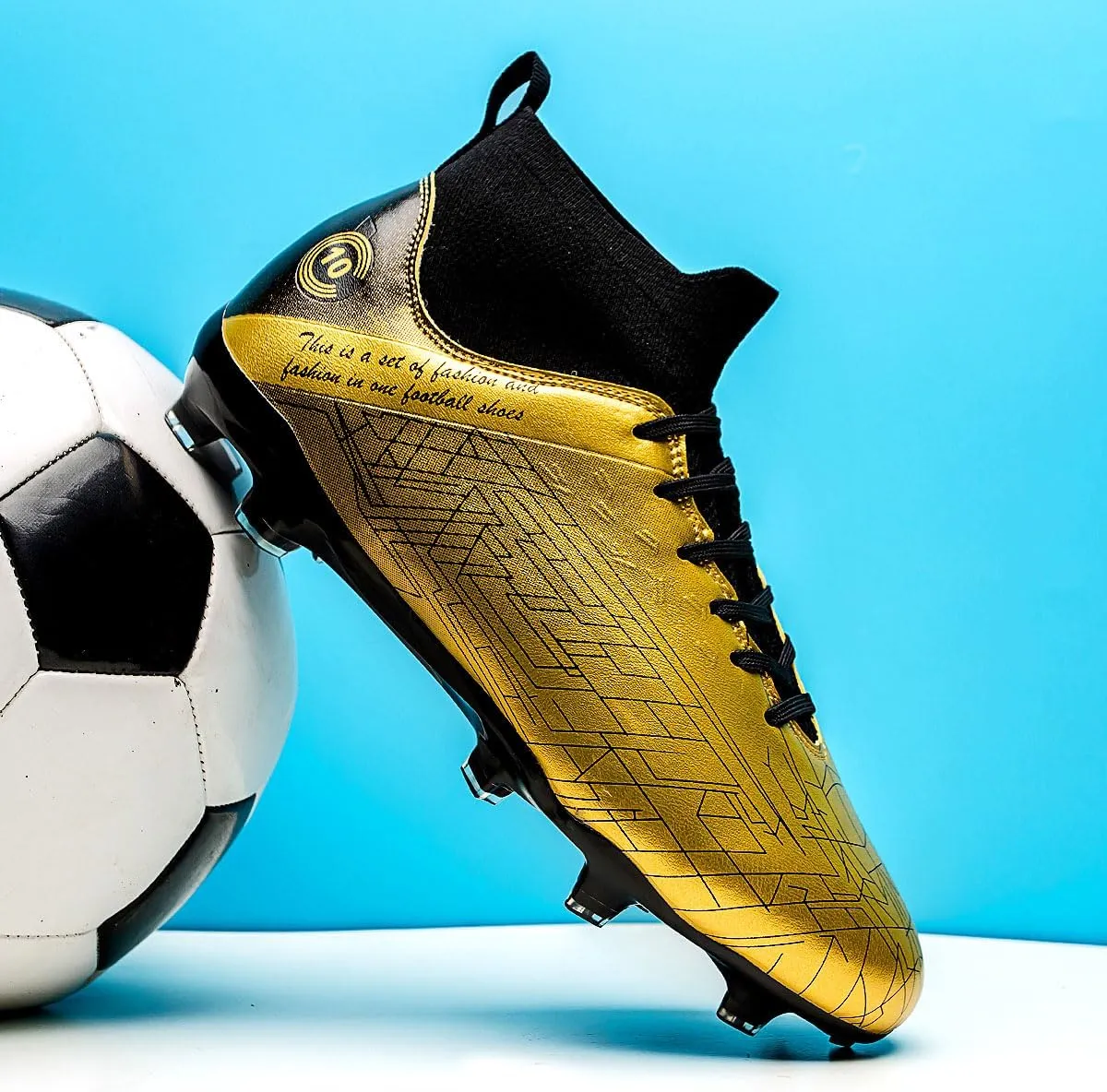 Men's Football Shoes with lace up Anti Slip Spikes are Lightweight, Comfortable, Anti Slip, and Durable, Suitable for Professional Match Training