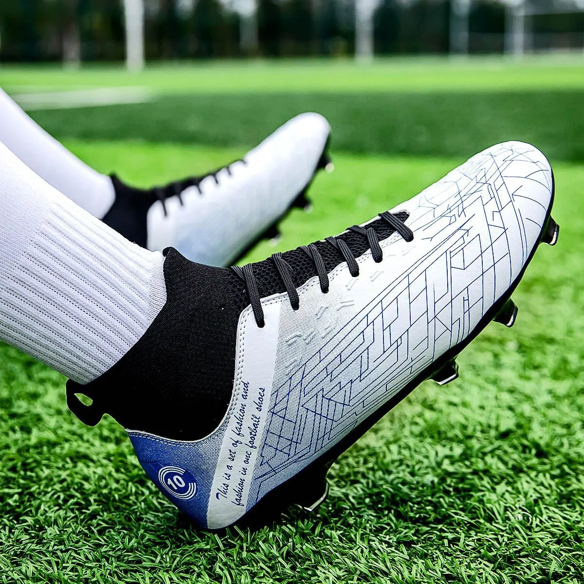 Men's Football Shoes with lace up Anti Slip Spikes are Lightweight, Comfortable, Anti Slip, and Durable, Suitable for Professional Match Training