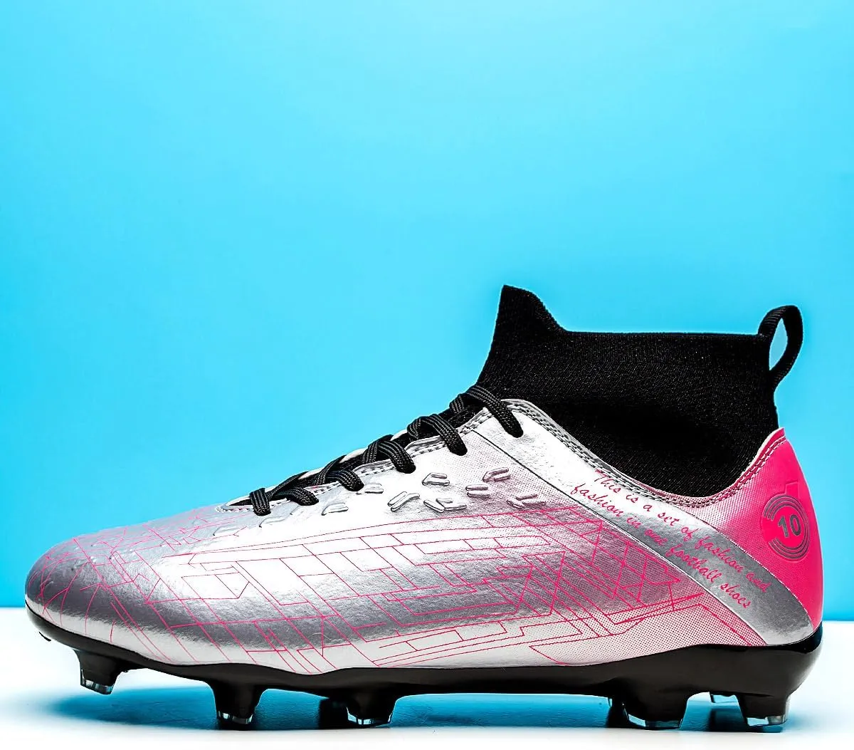 Men's Football Shoes with lace up Anti Slip Spikes are Lightweight, Comfortable, Anti Slip, and Durable, Suitable for Professional Match Training