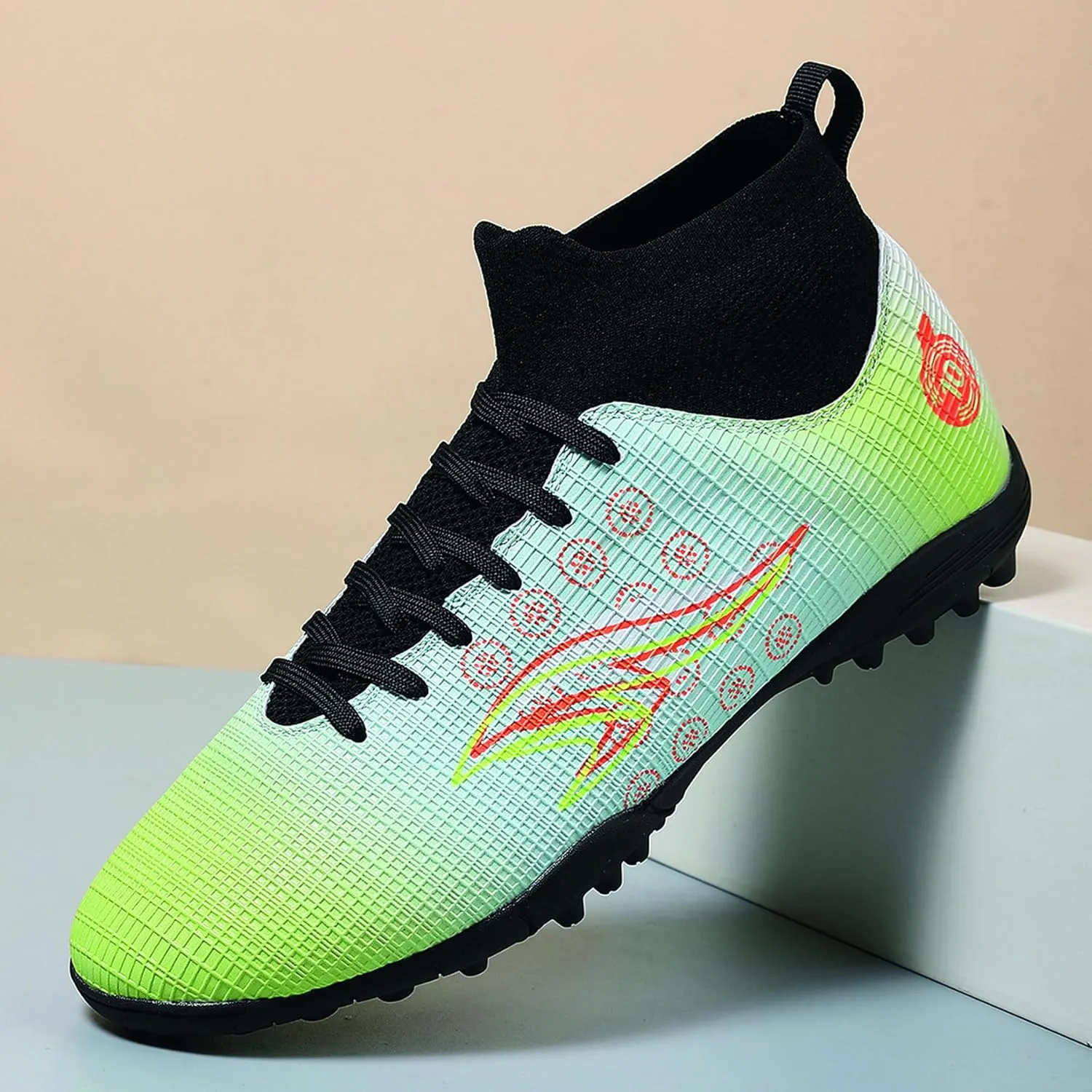 Men's high top Breathable Soccer Shoes, Lightweight lace up Sports Shoes, Indoor and Outdoor Football Shoes