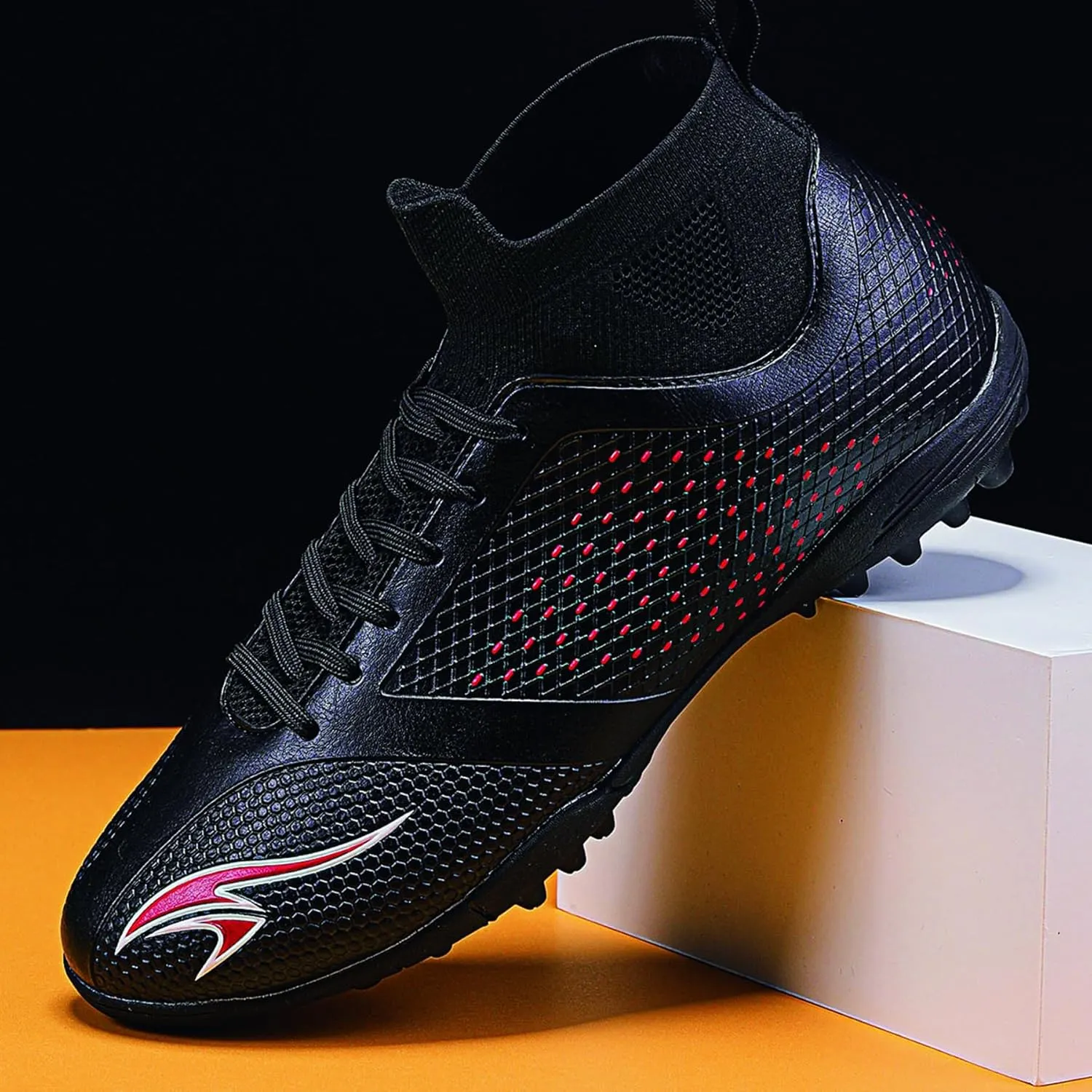 Men's high top Soccer Shoes, Suitable for Professional Match Training, can be Worn Indoors and Outdoors, Breathable and Lightweight