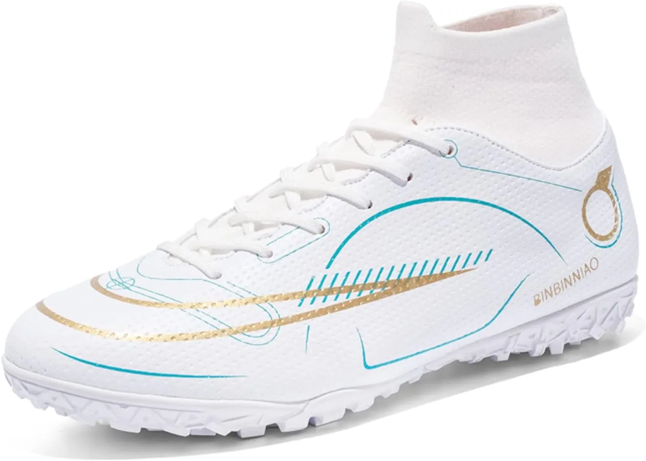 Mens Soccer Cleats Professional Football Boots High-Top Spikes Shoes Boys Outdoor Indoor Athletic Training Sneakers