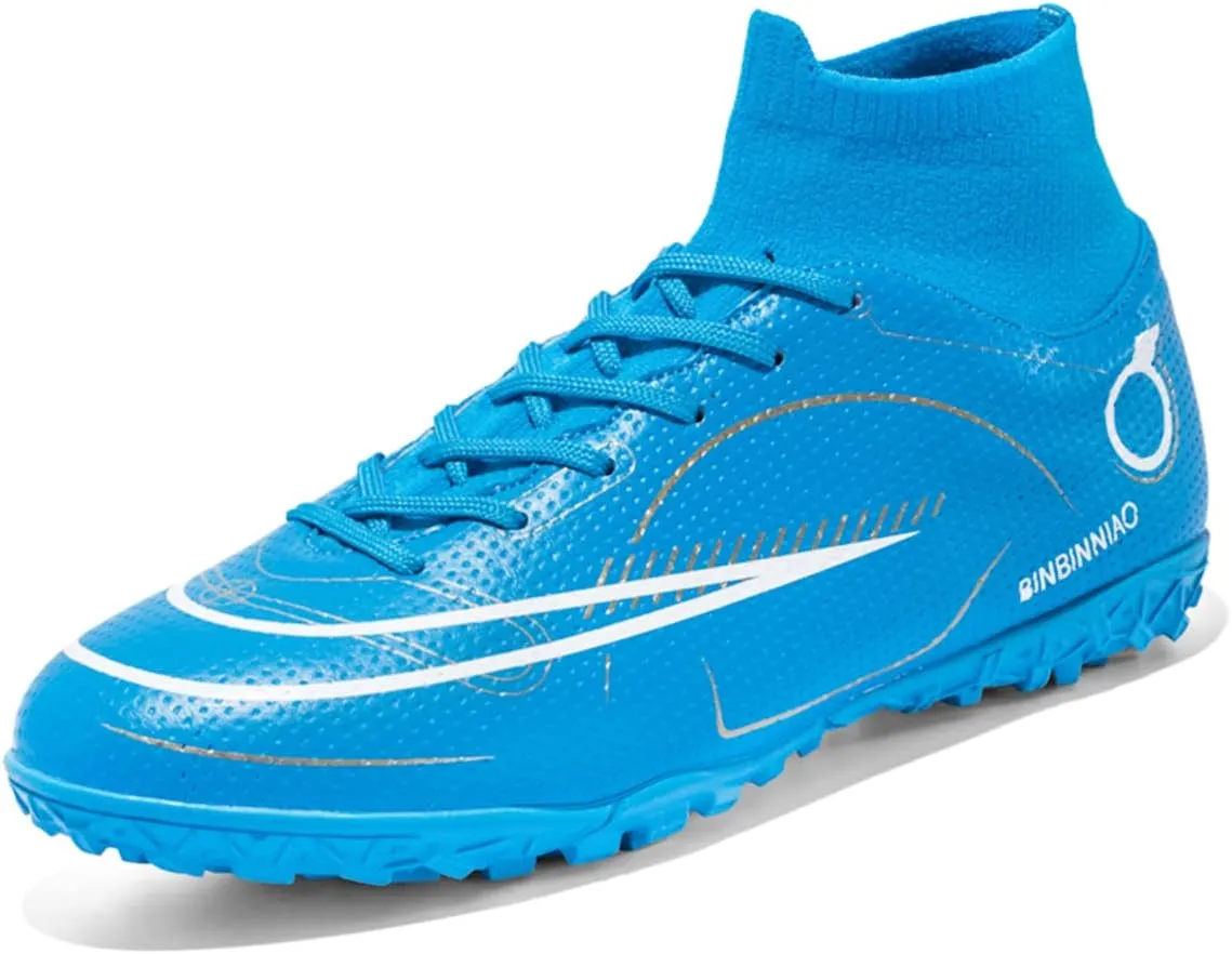 Mens Soccer Cleats Professional Football Boots High-Top Spikes Shoes Boys Outdoor Indoor Athletic Training Sneakers