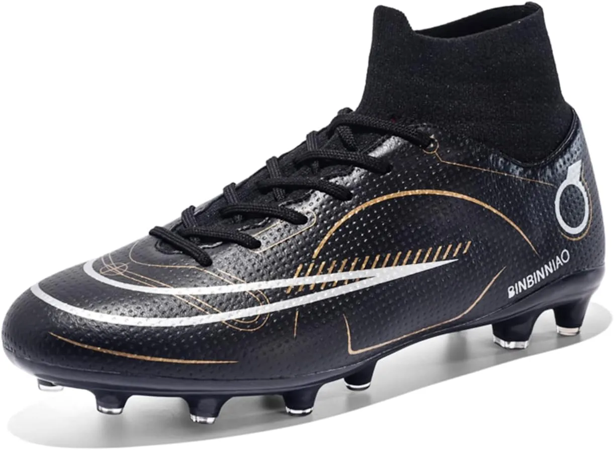 Mens Soccer Cleats Professional Football Boots High-Top Spikes Shoes Boys Outdoor Indoor Athletic Training Sneakers