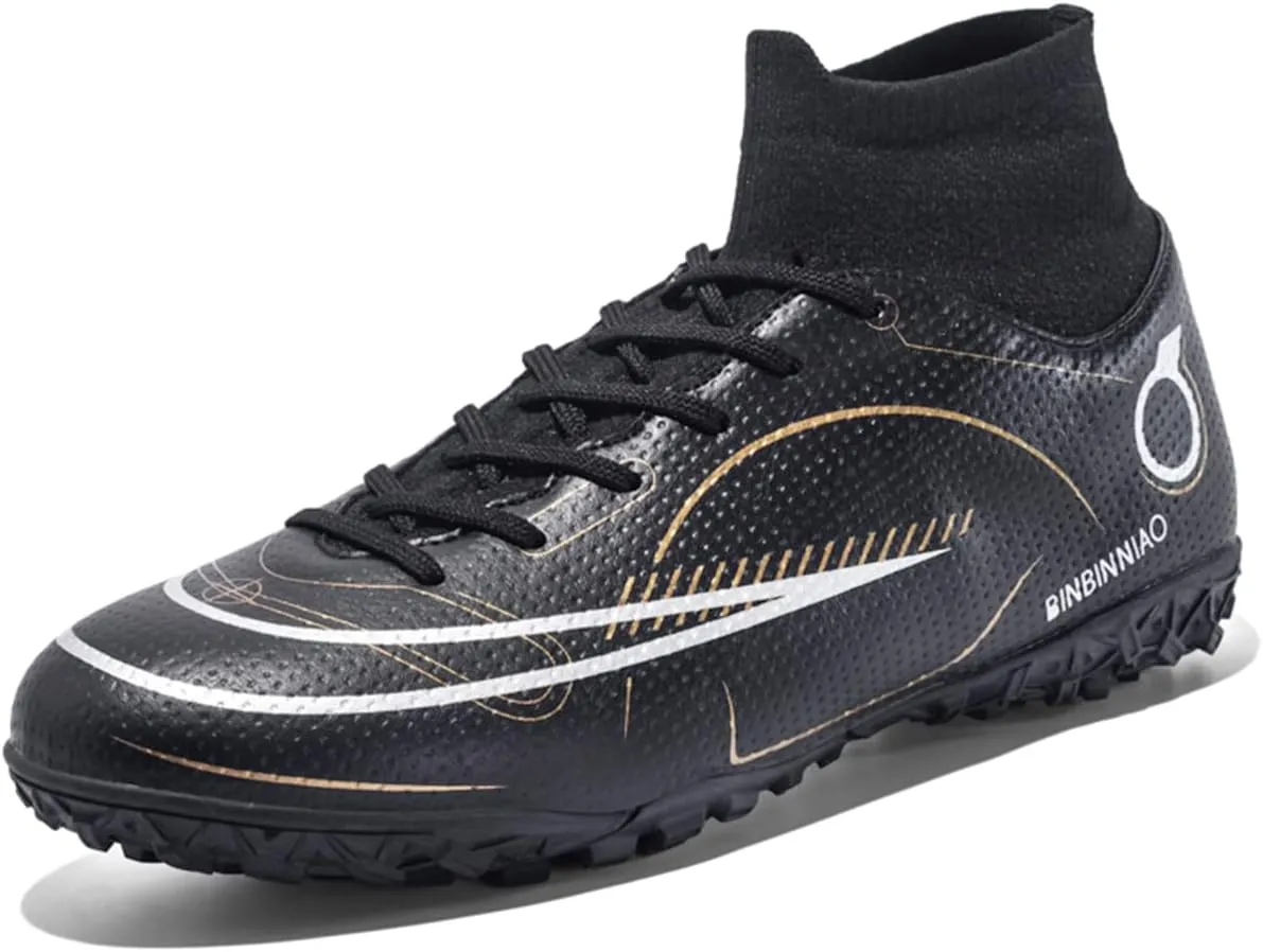 Mens Soccer Cleats Professional Football Boots High-Top Spikes Shoes Boys Outdoor Indoor Athletic Training Sneakers