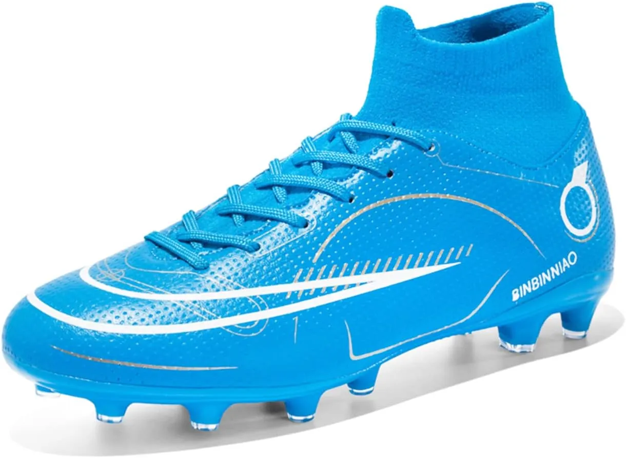 Mens Soccer Cleats Professional Football Boots High-Top Spikes Shoes Boys Outdoor Indoor Athletic Training Sneakers