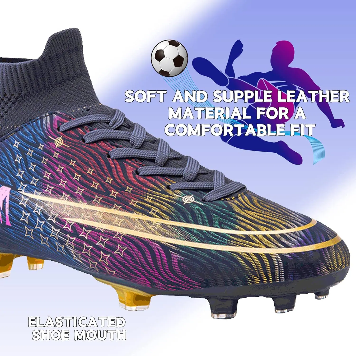 Men's Soccer Shoes Boys Professional High-Top Football Shoes Youth Outdoor Indoor Turf Soccer Cleats