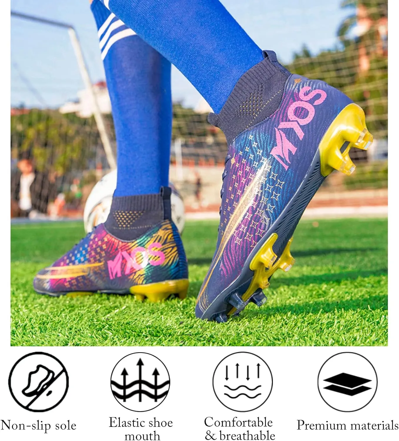 Men's Soccer Shoes Boys Professional High-Top Football Shoes Youth Outdoor Indoor Turf Soccer Cleats