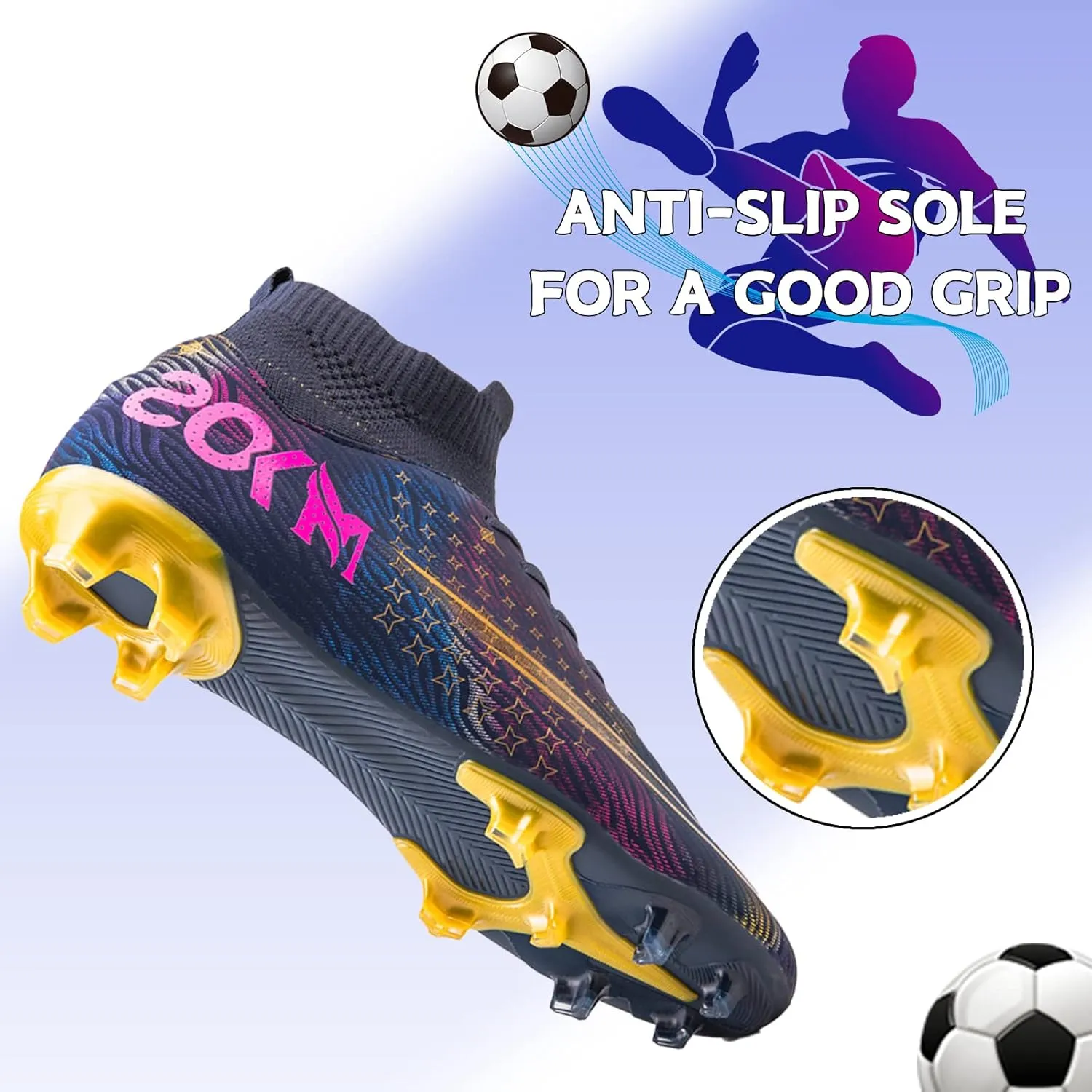 Men's Soccer Shoes Boys Professional High-Top Football Shoes Youth Outdoor Indoor Turf Soccer Cleats