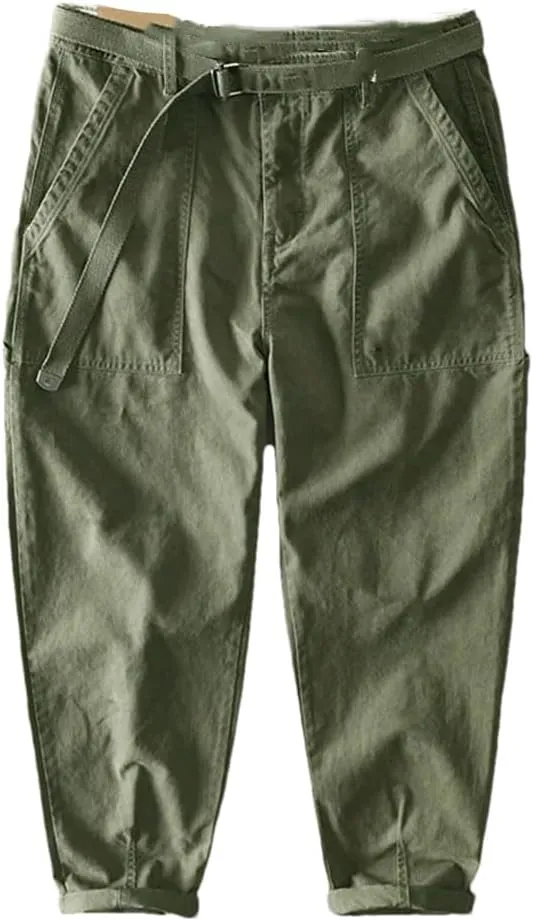 Men's Vintage Casual Loose Wide-Leg Harem Trousers Solid Casual Outdoors Cargo Pants