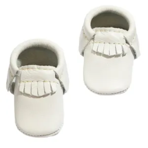 Newborn Bright White Moccasin Baby Shoe