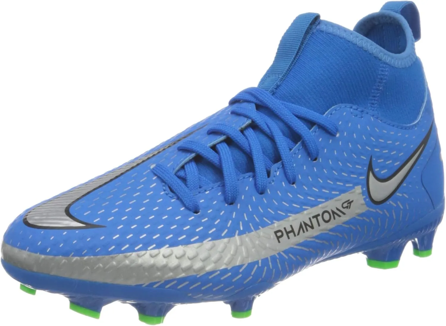 NIKE Boy's Football Soccer Shoe, Photo Blue MTLC Silver Rage Green Black, UK 2/US 00