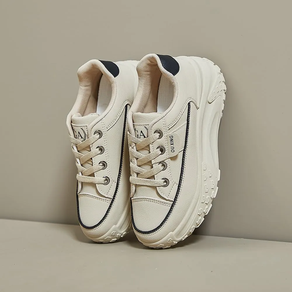 QINGCOMFACAI Womens Platform Fashion Sneakers Comfortable Breathable Casual Lace Up Non-Slip Sneakers Sport Workout Walking Outdoor Shoes
