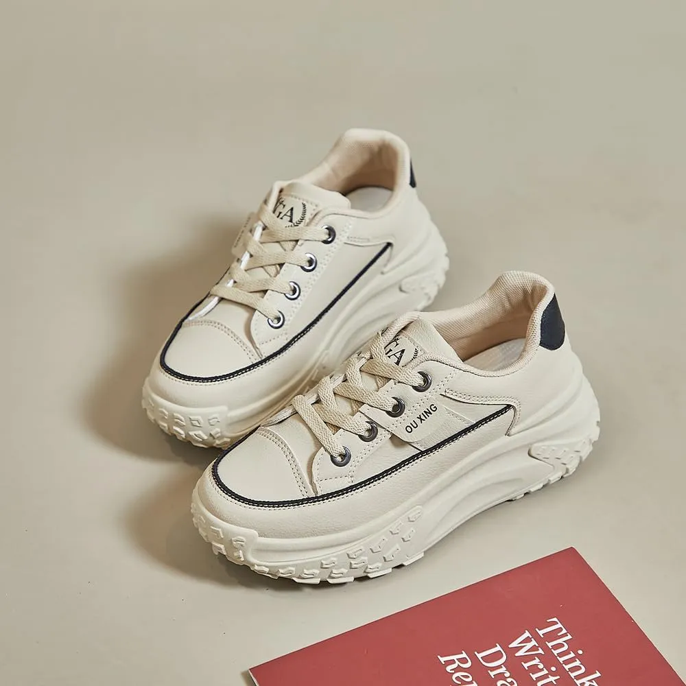 QINGCOMFACAI Womens Platform Fashion Sneakers Comfortable Breathable Casual Lace Up Non-Slip Sneakers Sport Workout Walking Outdoor Shoes
