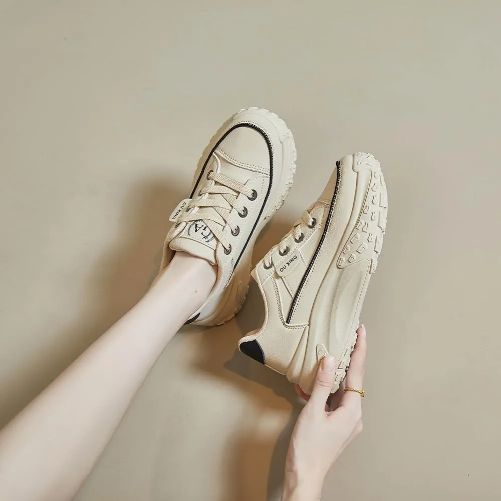 QINGCOMFACAI Womens Platform Fashion Sneakers Comfortable Breathable Casual Lace Up Non-Slip Sneakers Sport Workout Walking Outdoor Shoes