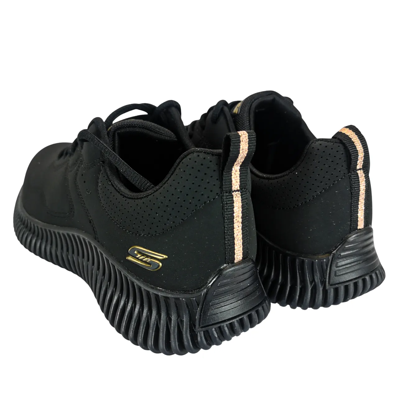 Skechers Leather Black Geo Ladies Sneakers
