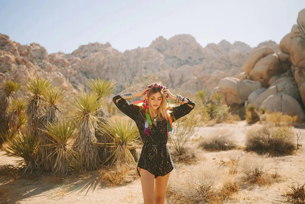Spell Fleetwood black lace romper XS