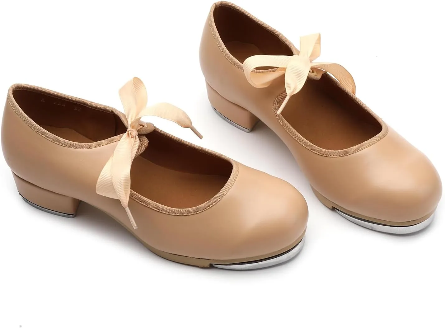 SWDZM PU Leather Tap Shoes for Girls Boys Lace-up Mary Jane Tap Shoes for Beginners