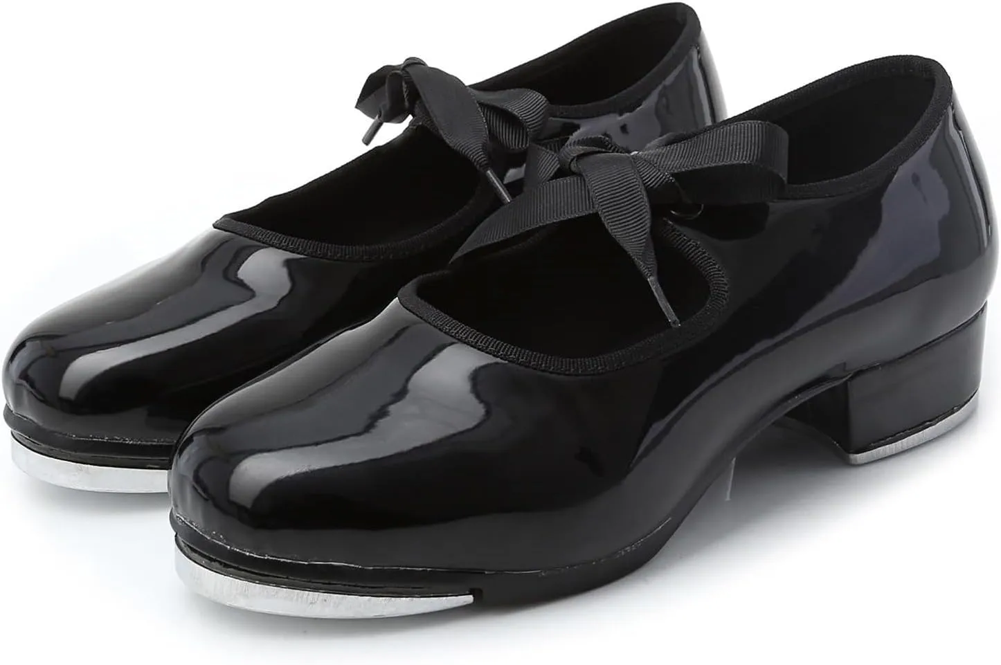 SWDZM PU Leather Tap Shoes for Girls Boys Lace-up Mary Jane Tap Shoes for Beginners