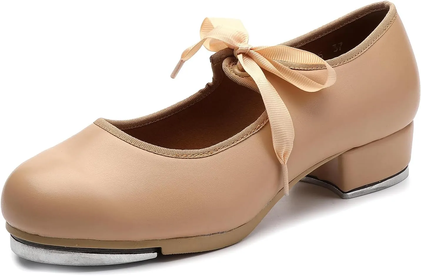 SWDZM PU Leather Tap Shoes for Girls Boys Lace-up Mary Jane Tap Shoes for Beginners