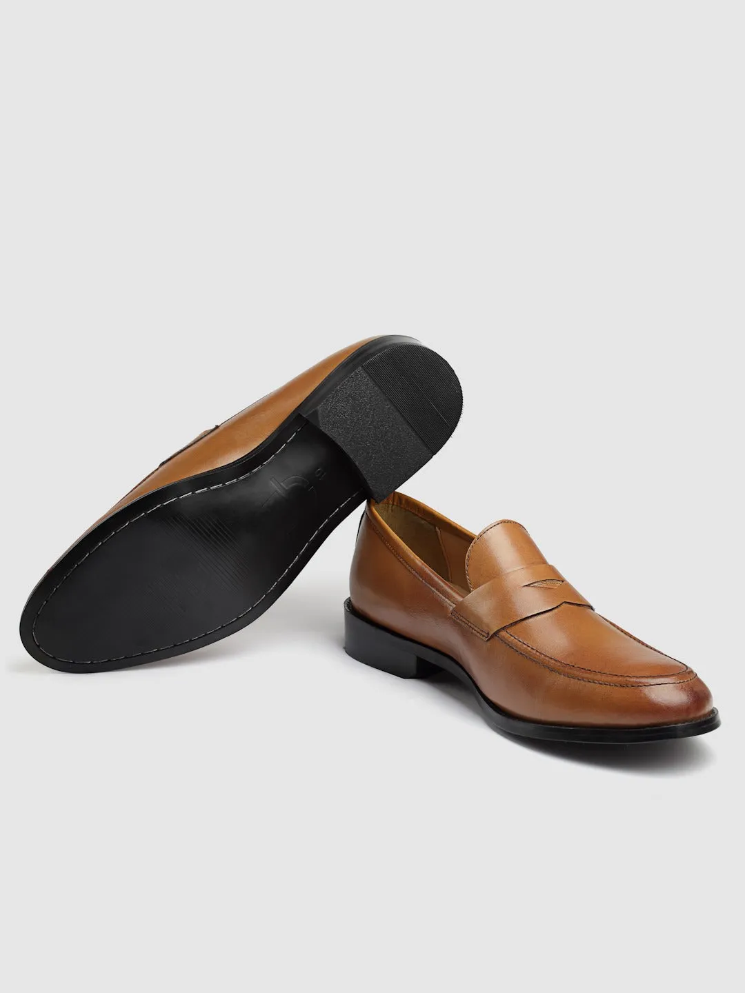 Textured Tan Formal Loafers