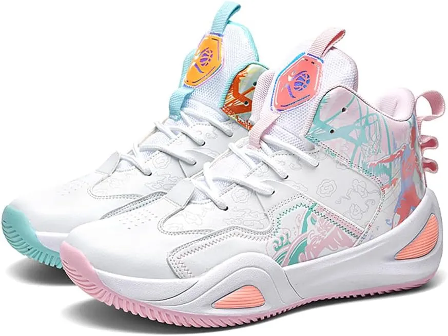 Unisex Fashion High Top Anti Slip Breathable Sneakers Sports Lightweight Running Basketball Shoes