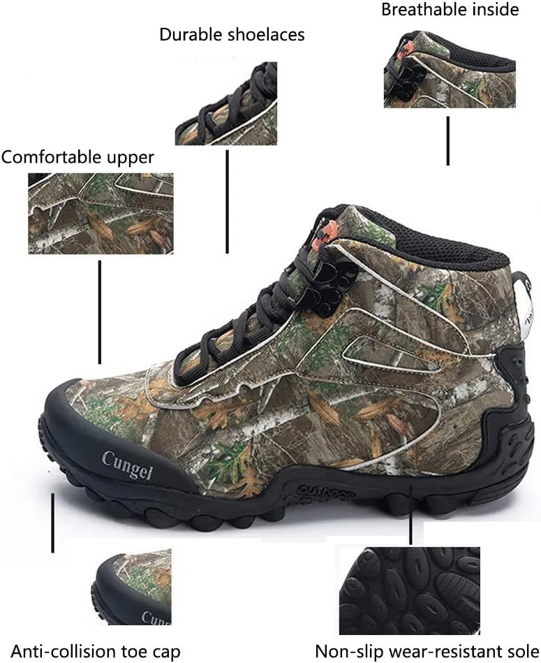 Waterproof High-top Men's Outdoor Hiking Shoes, Non-Slip Mountain Climbing Camping Boots, Wear-Resistant Hiking Shoes, Suitable for Outdoor Hiking (Grey 43)