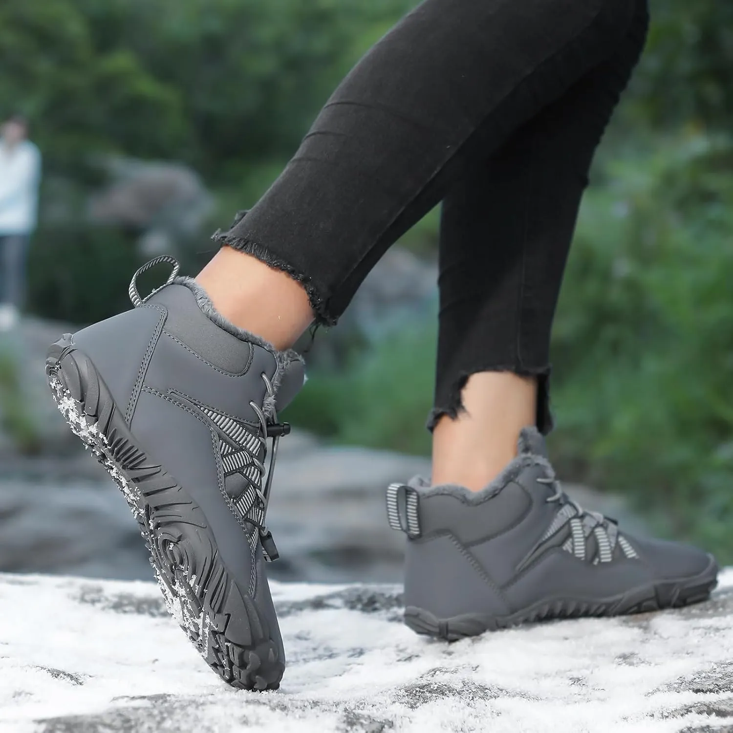 Womens Mens Waterproof Winter Barefoot Shoes Snow Boots Cotton Warm Fur Lined Unisex Walking Hiking Outdoor Shoes