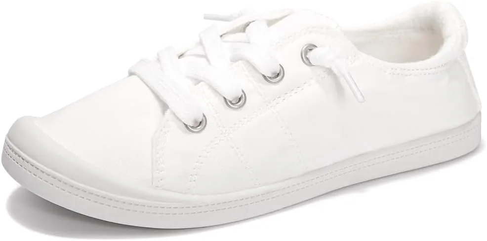 Womens Slip On Shoes, Canvas Boat Loafer Shoes with Low Top, Casual Fashion Sneakers for Women Walking with Non Slip Rubber Outsole